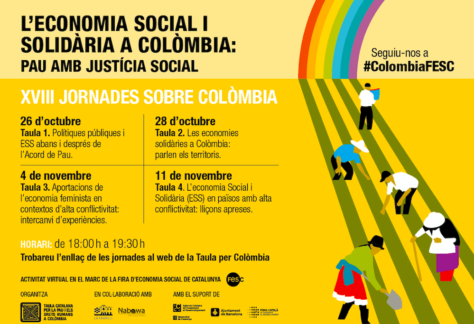 Arriben les XVIII Jornades de la Taula. “Economia social i solidària a Colòmbia: Pau amb justícia social”