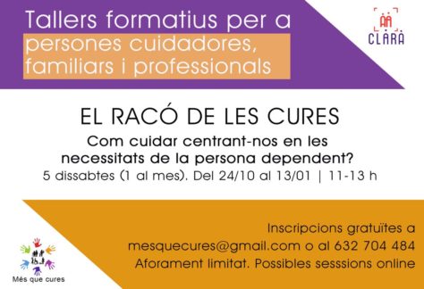 Cicle de tallers formatius adreçats a persones cuidadores, familiars i professionals.